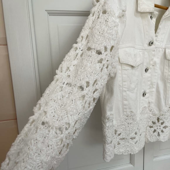 Jonathan Simkhai White Macrame Crochet Button Down Jacket - Picture 13 of 16